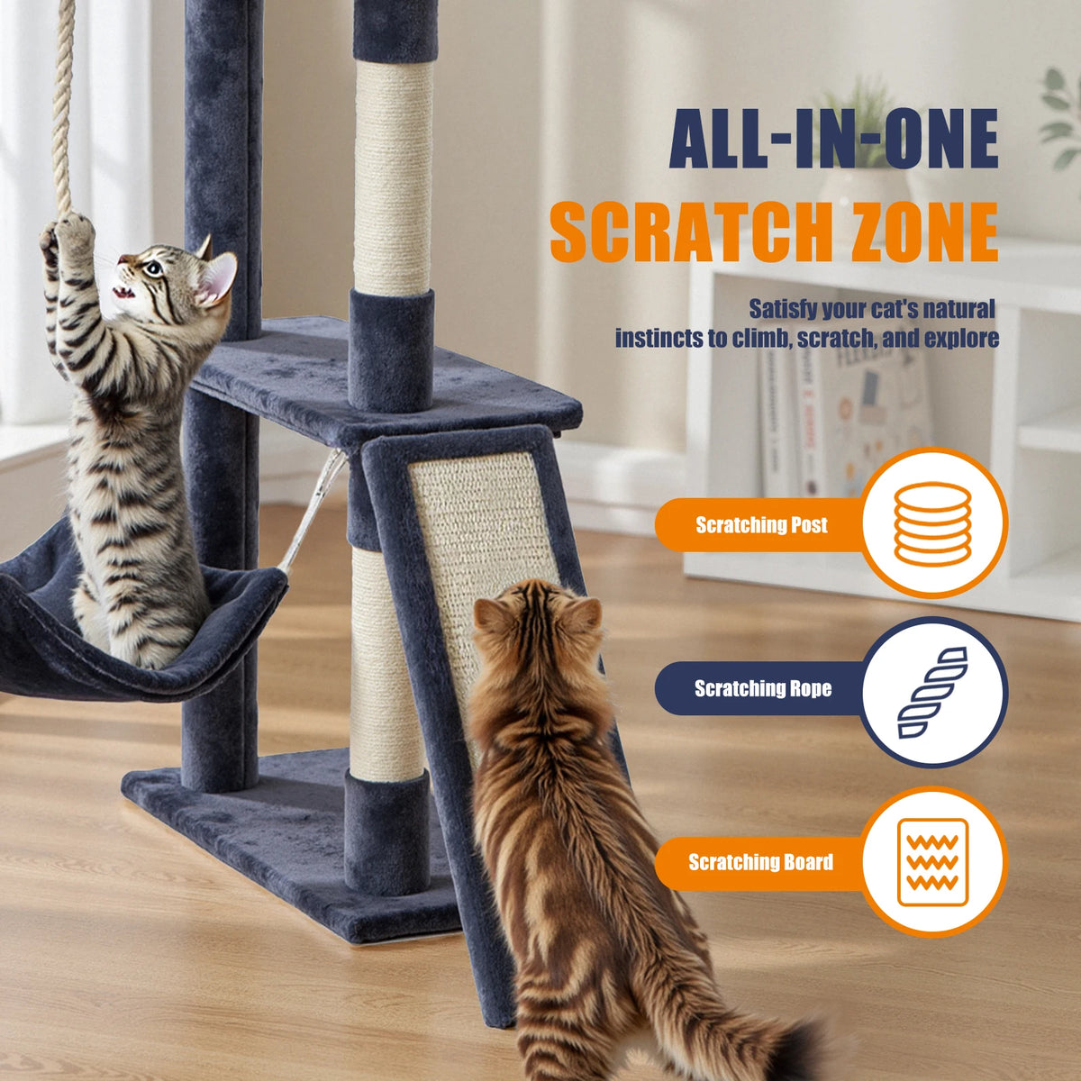 Jhk Multi Level Cat Tree With Sturdy Sisal Scratching Posts