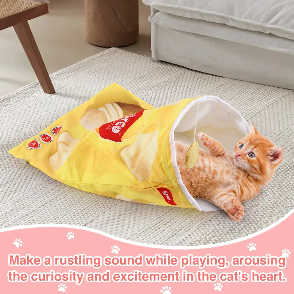 Collapsible Interactive Cat Tunnel Toy With Halloween Gourmet Patterns
