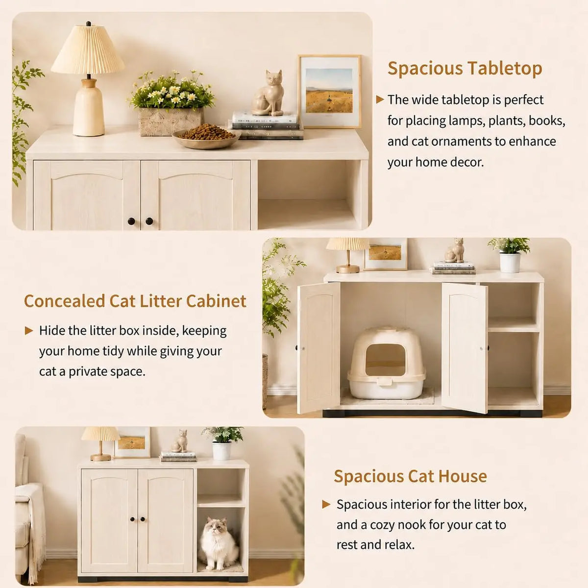 Garvee Cat Litter Box Enclosure Cabinet For Automatic Systems