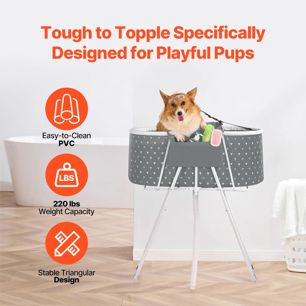 SucceBuy Portable Elevated Dog Bathtub And Foldable Pet Shower Station