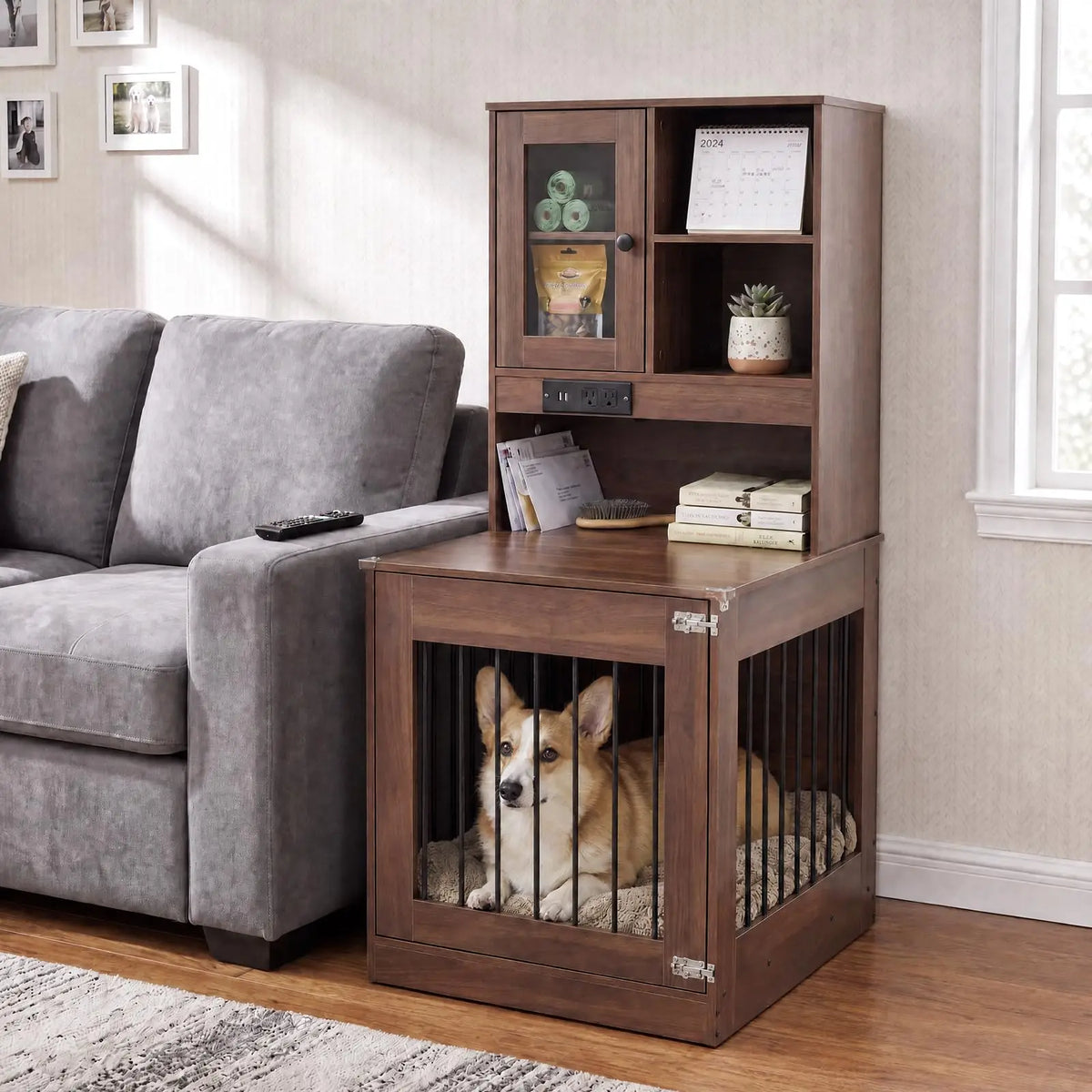 Wooden Dog Crate Furniture Nightstand For Small Pets