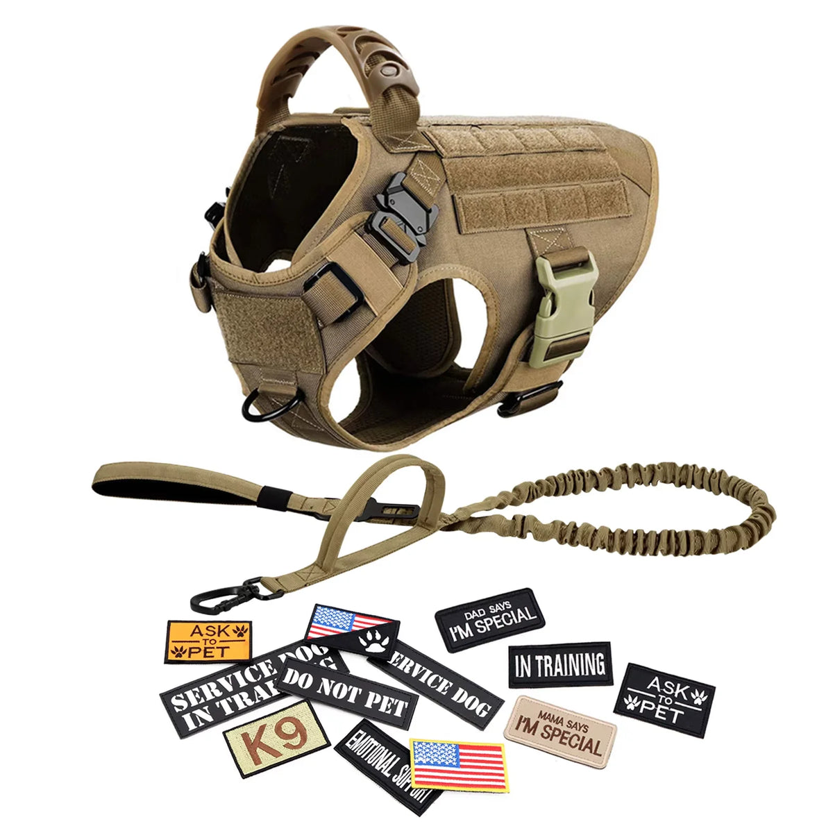 PetraVel Tactical Dog Harness Collar Leash Set For Pets