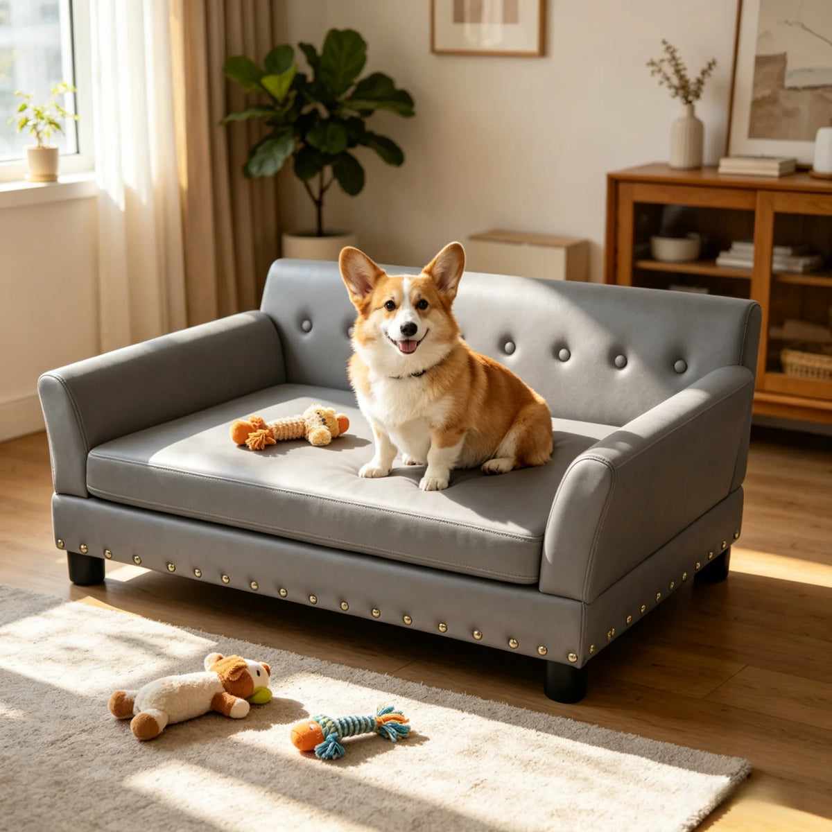 Bingopaw Elevated Dog Sofa With Removable Waterproof Cushion