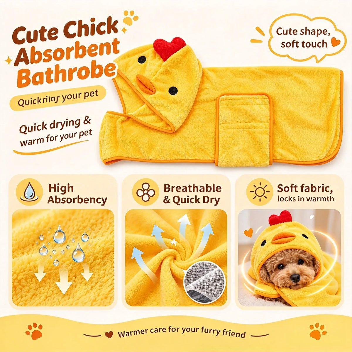 Premium Cotton Dog Bathrobe Absorbent Towel Wrap Design For Pets