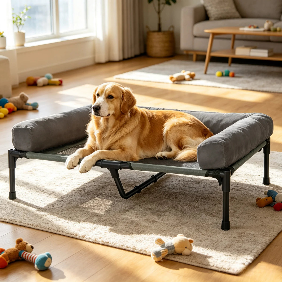 Bingopaw Elevated Pet Dog Bed With Breathable Mesh Cooling Design
