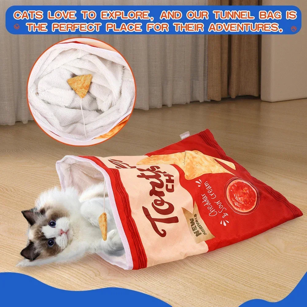 Collapsible Interactive Cat Tunnel Toy With Halloween Gourmet Patterns