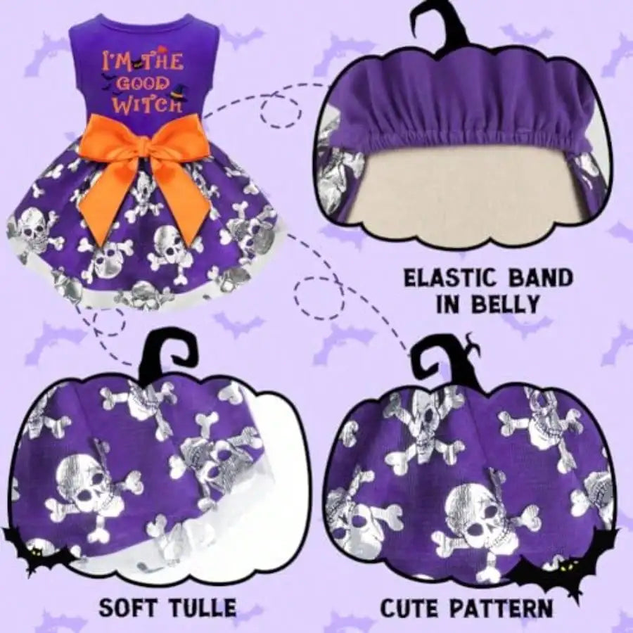 Adorable Dog Halloween Witch Costume With Decorative Bow