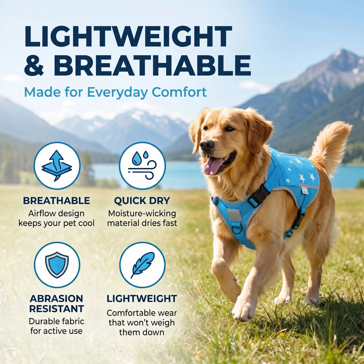 Pet Dog Cooling Vest Harness Jacket For Outdoor Walking