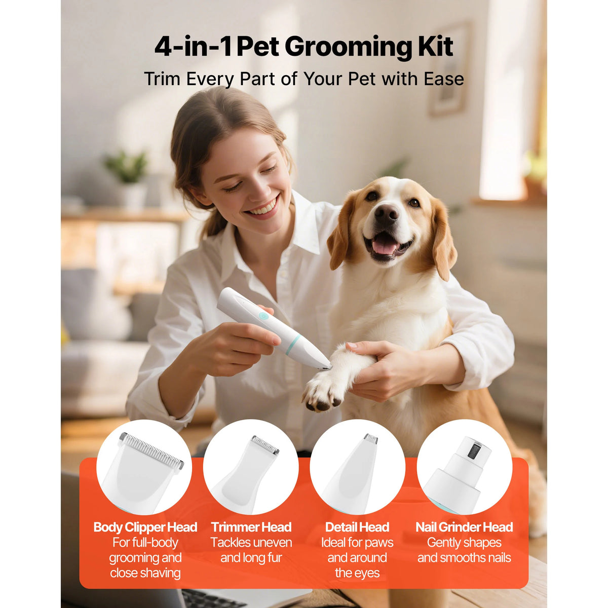 Professional Cordless Rechargeable Dog Grooming Clippers Kit