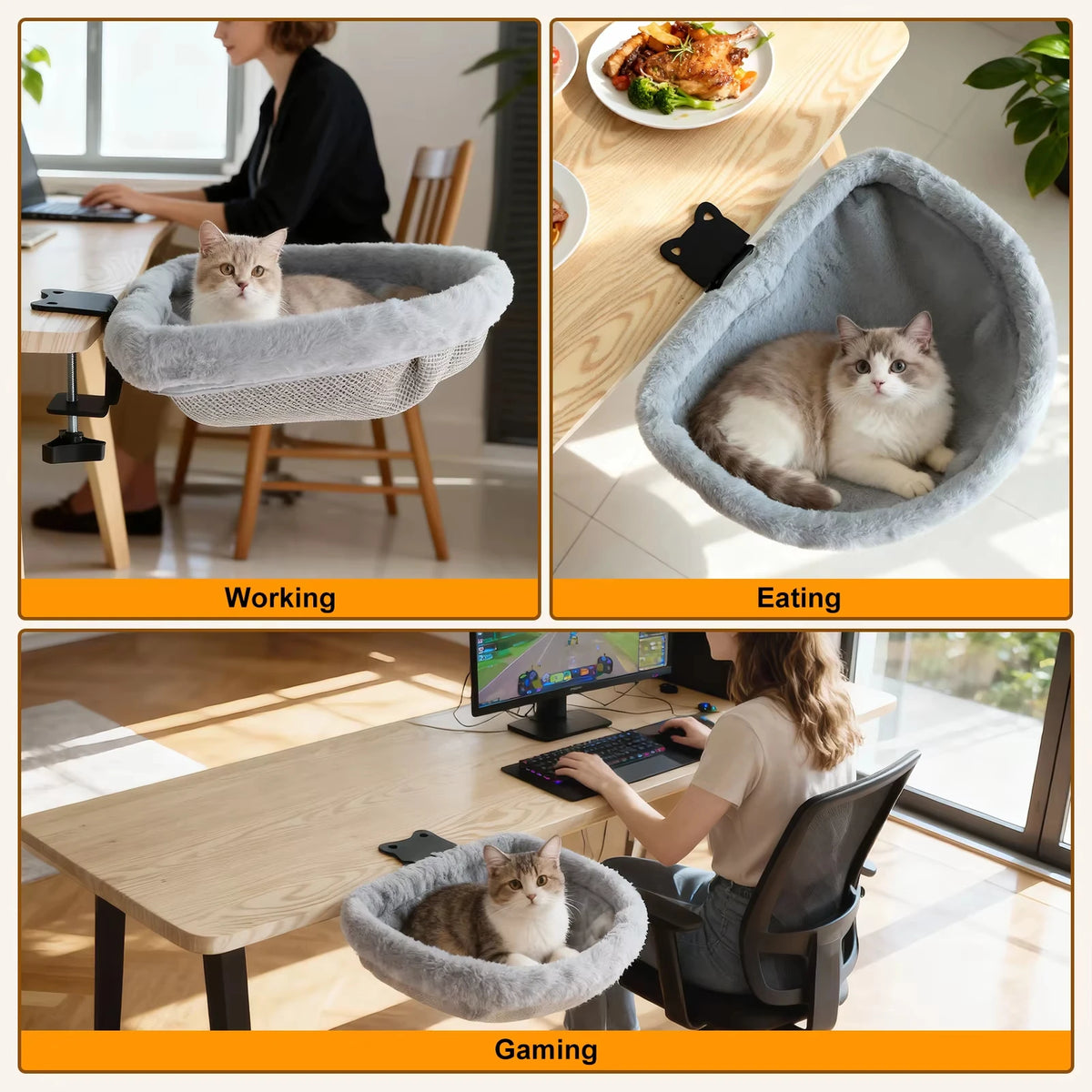 CWV Foldable Semi Circular Cat Desk Bed Hammock Perch