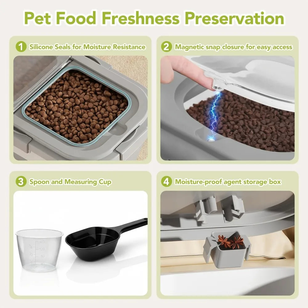 Collapsible Pet Food Storage Container With Airtight Lid And Scoop