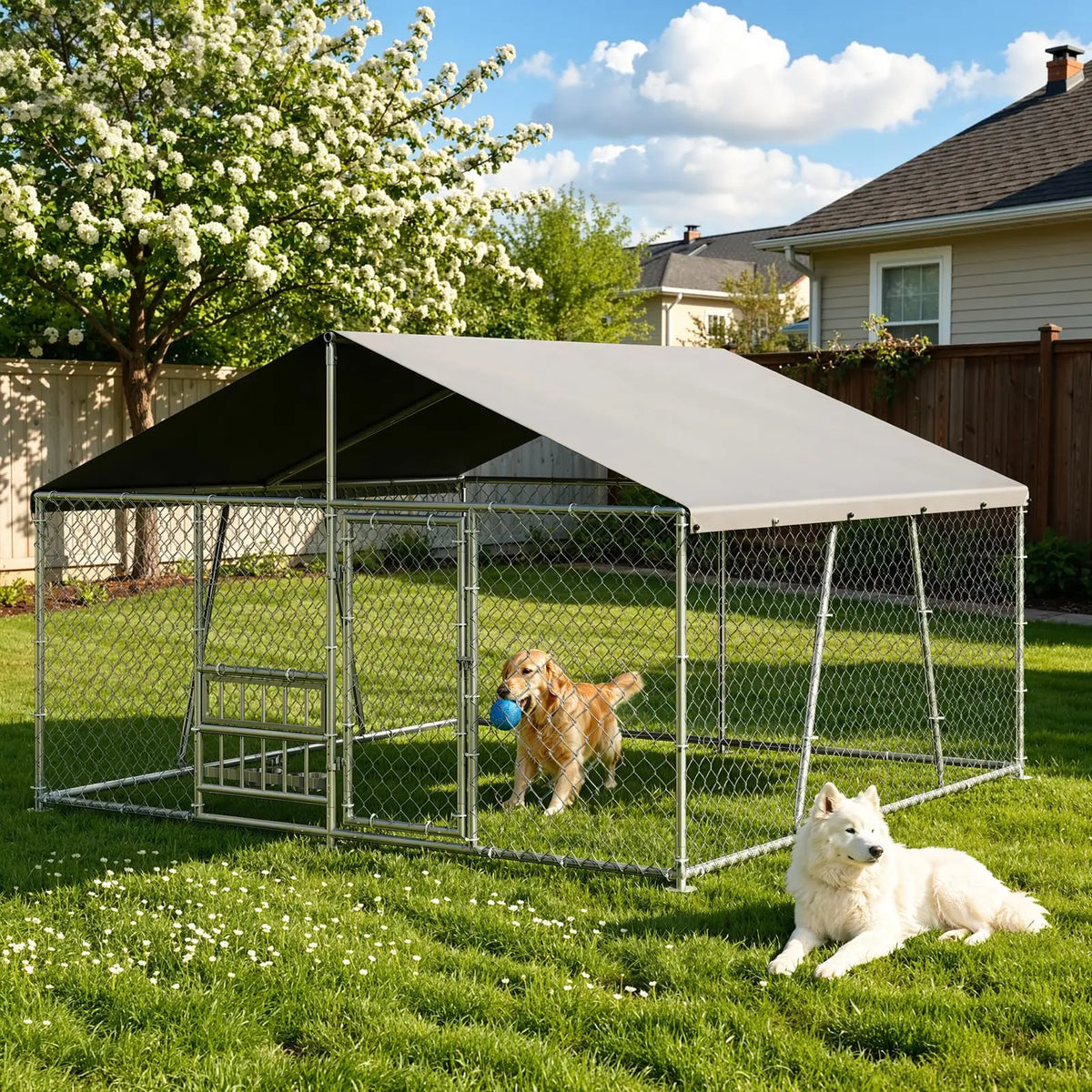 DishyKooker Heavy Duty Galvanized Steel Outdoor Dog Kennel
