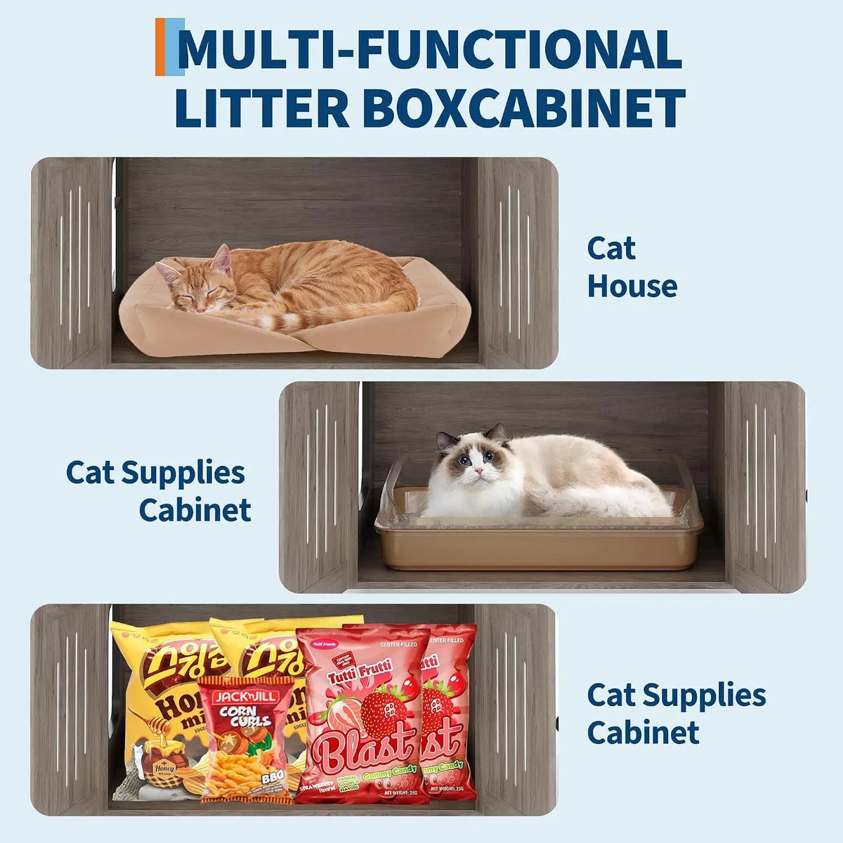 Tacleekii Multi Level Cat Tree With Hidden Litter Box