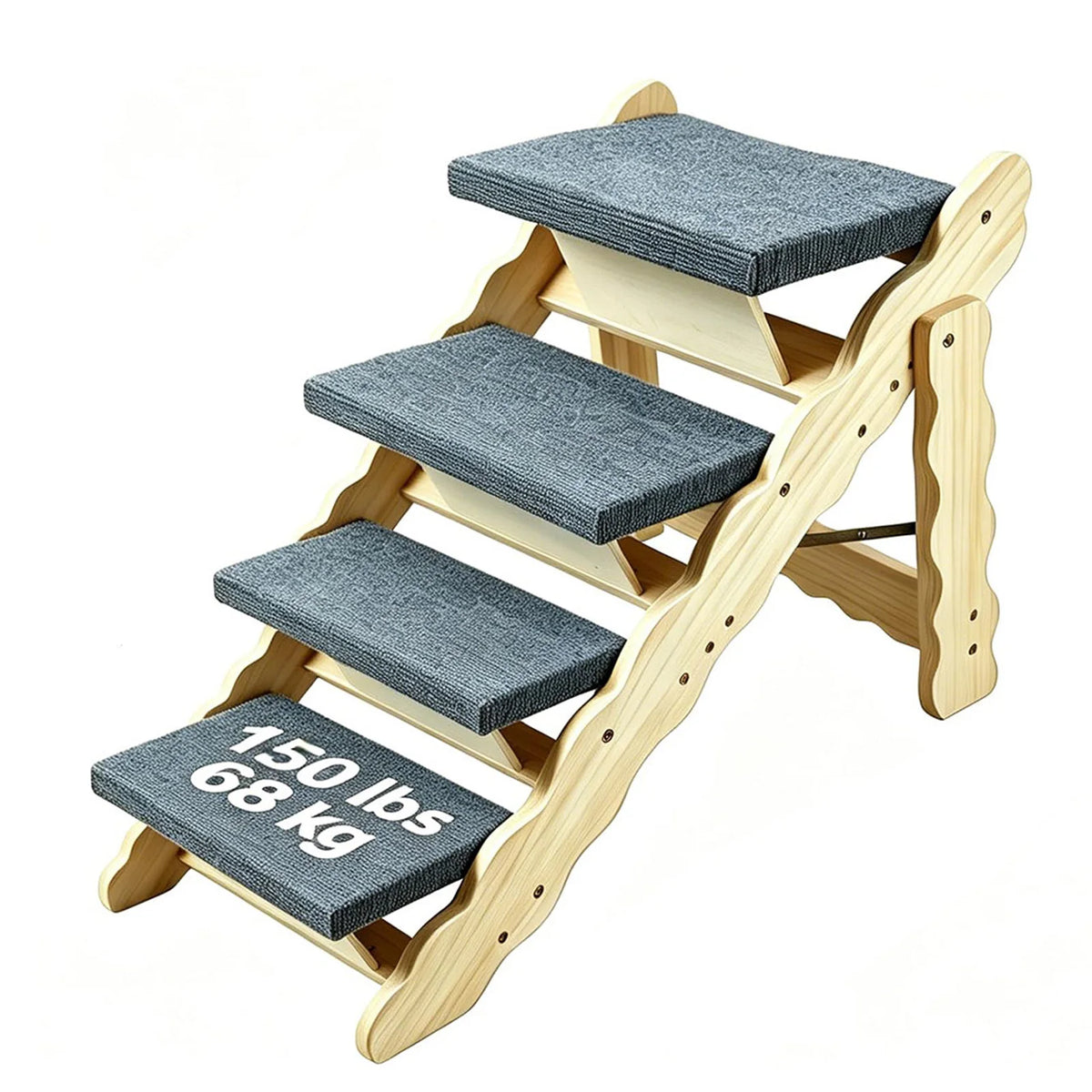HiMISS Foldable Wooden Pet Stairs And Dog Safety Ramp