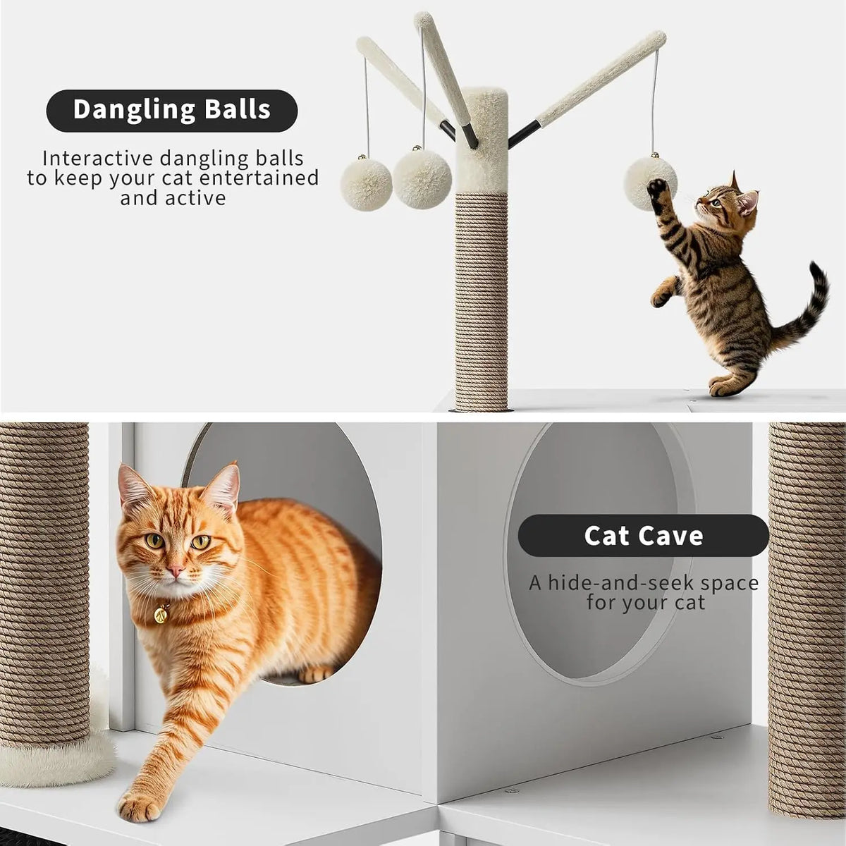 Garvee Cat Tower With Hidden Litter Cabinet And Padded Hammock