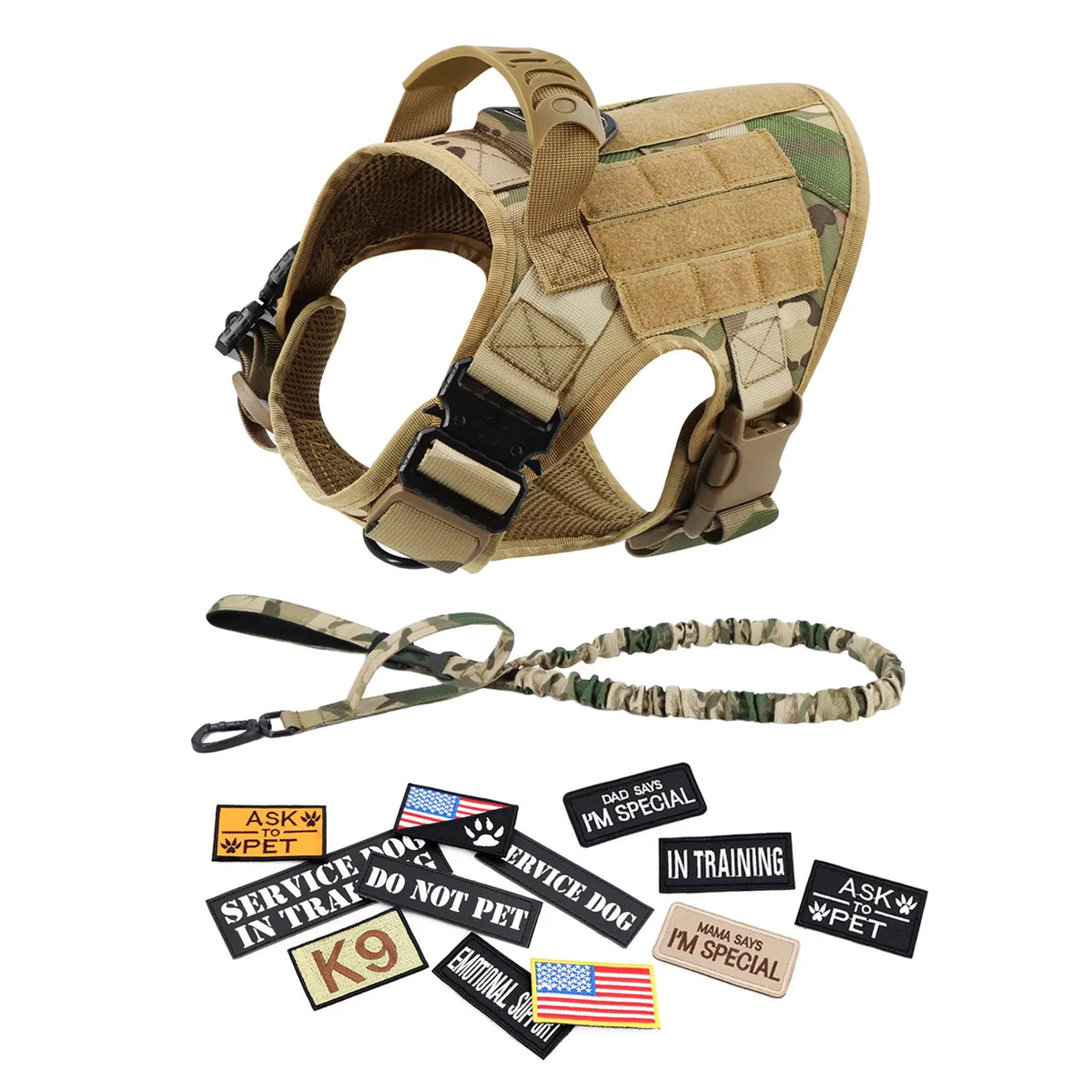 PetraVel Tactical Dog Harness Collar Leash Set For Pets