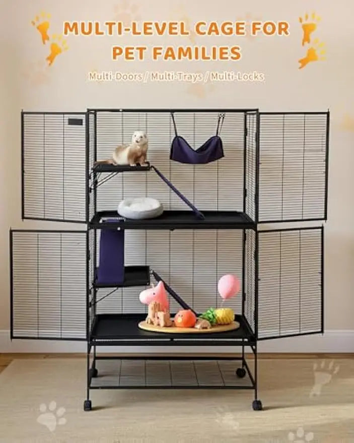 Garvee Rolling Metal Multi Level Small Animal Pet Cage