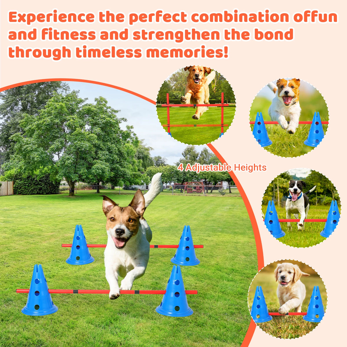 Adjustable Dog Agility Training Hurdle Cone Set For Pets