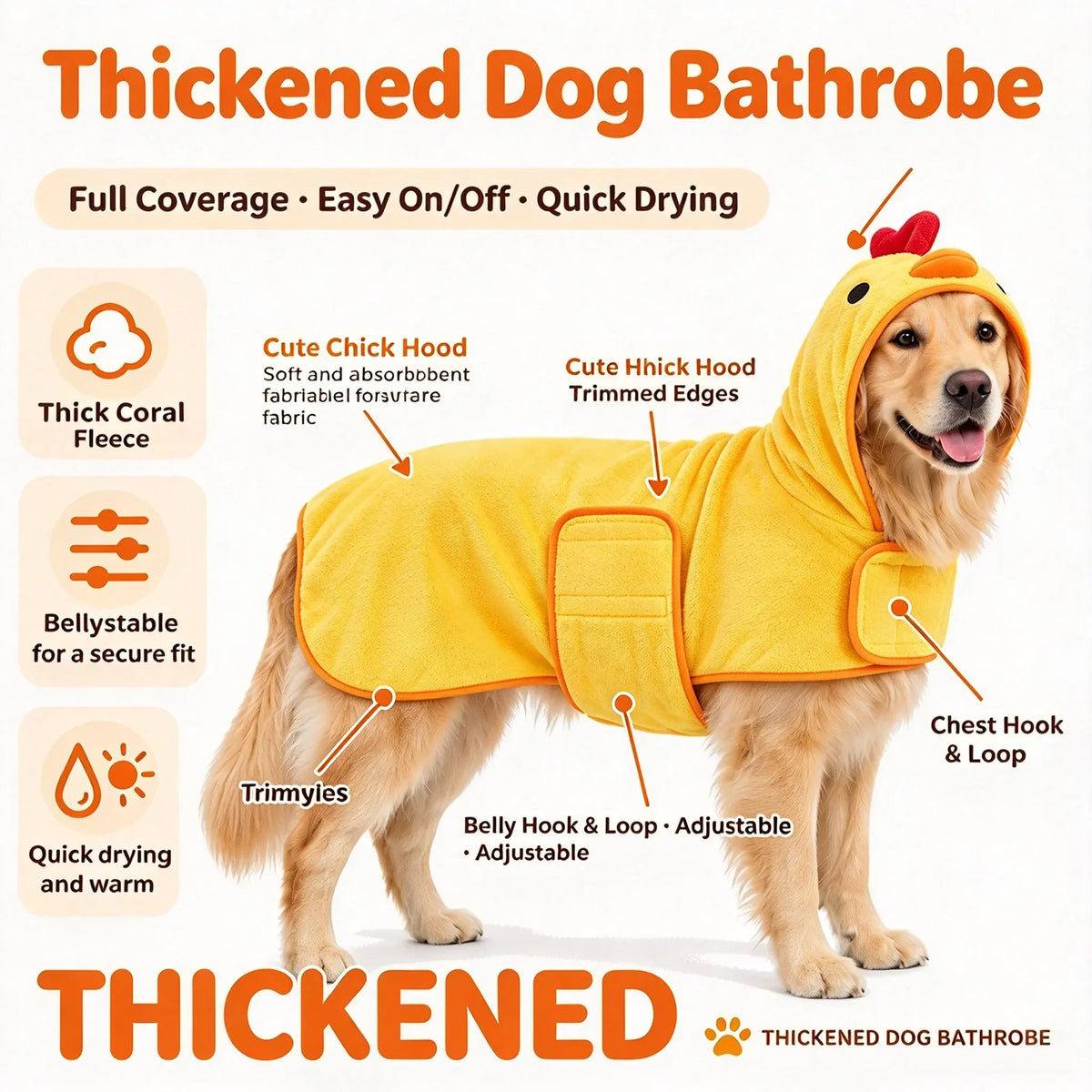 Premium Cotton Dog Bathrobe Absorbent Towel Wrap Design For Pets