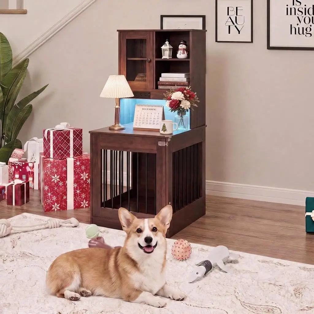 Wooden Dog Crate Furniture Nightstand For Small Pets
