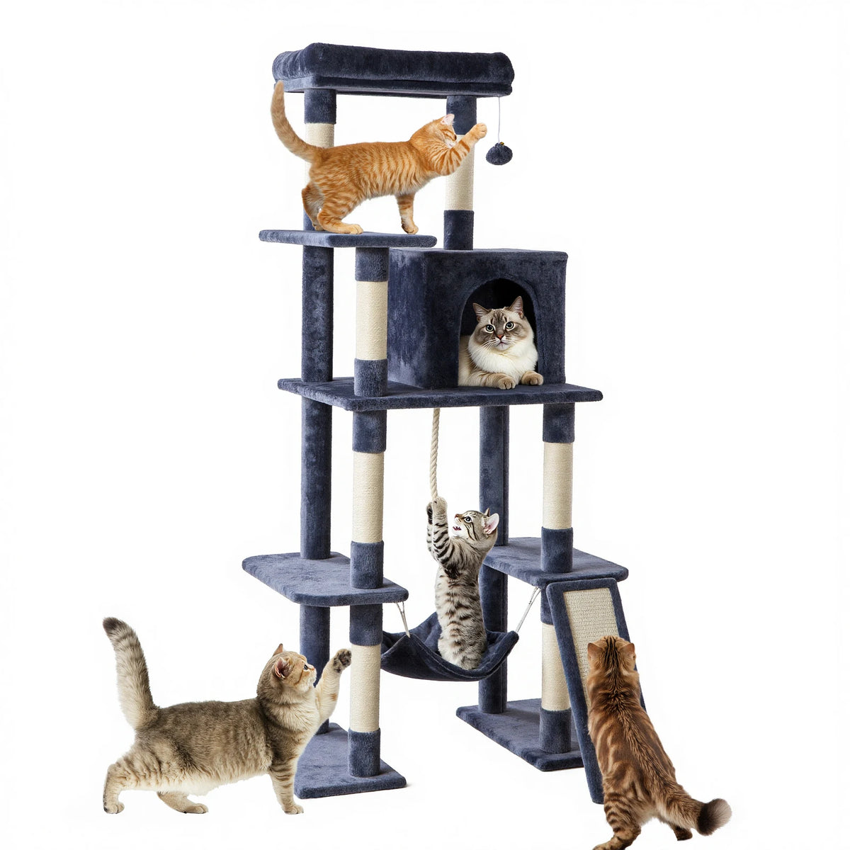 Jhk Multi Level Cat Tree With Sturdy Sisal Scratching Posts