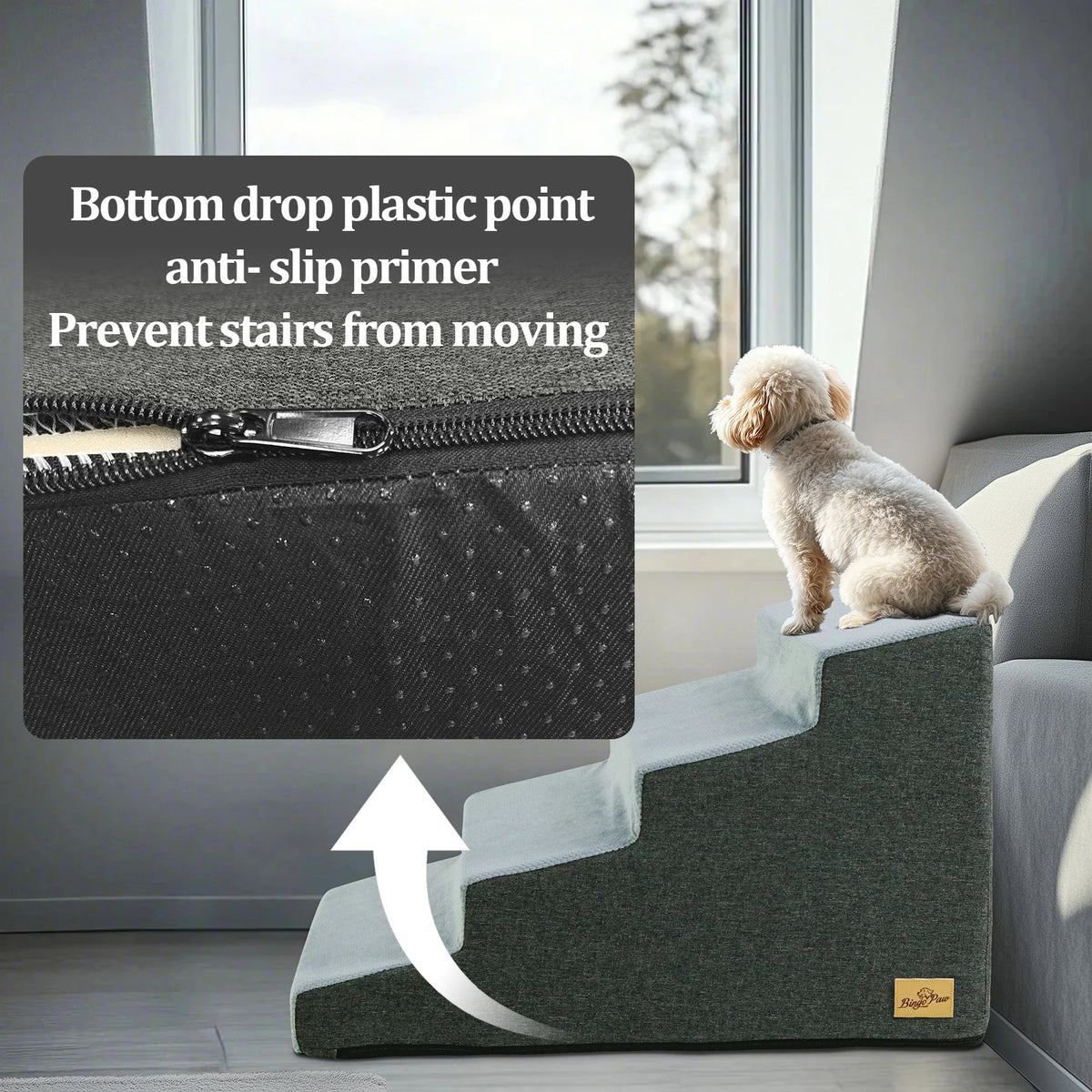 Safe High Density Foam Dog Stairs With Non Slip Cover