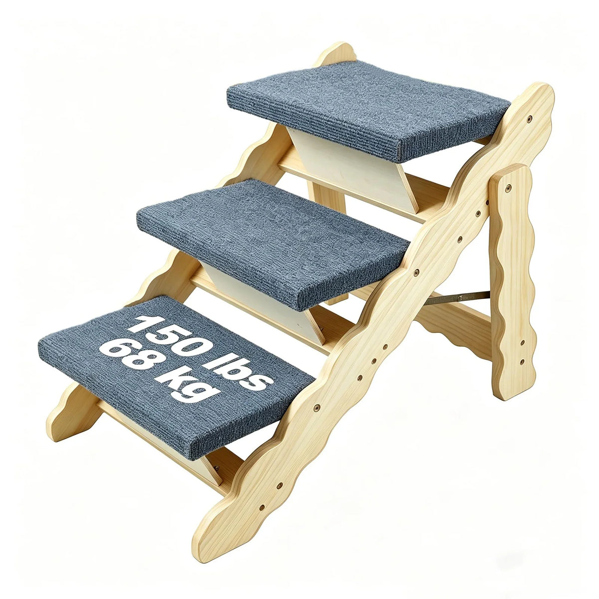 HiMISS Foldable Wooden Pet Stairs And Dog Safety Ramp