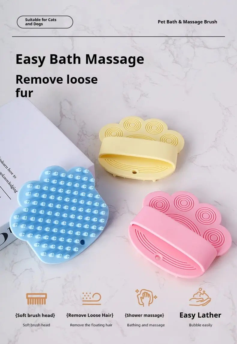 Premium Silicone Dog Bath Massage Brush For Gentle Pet Grooming