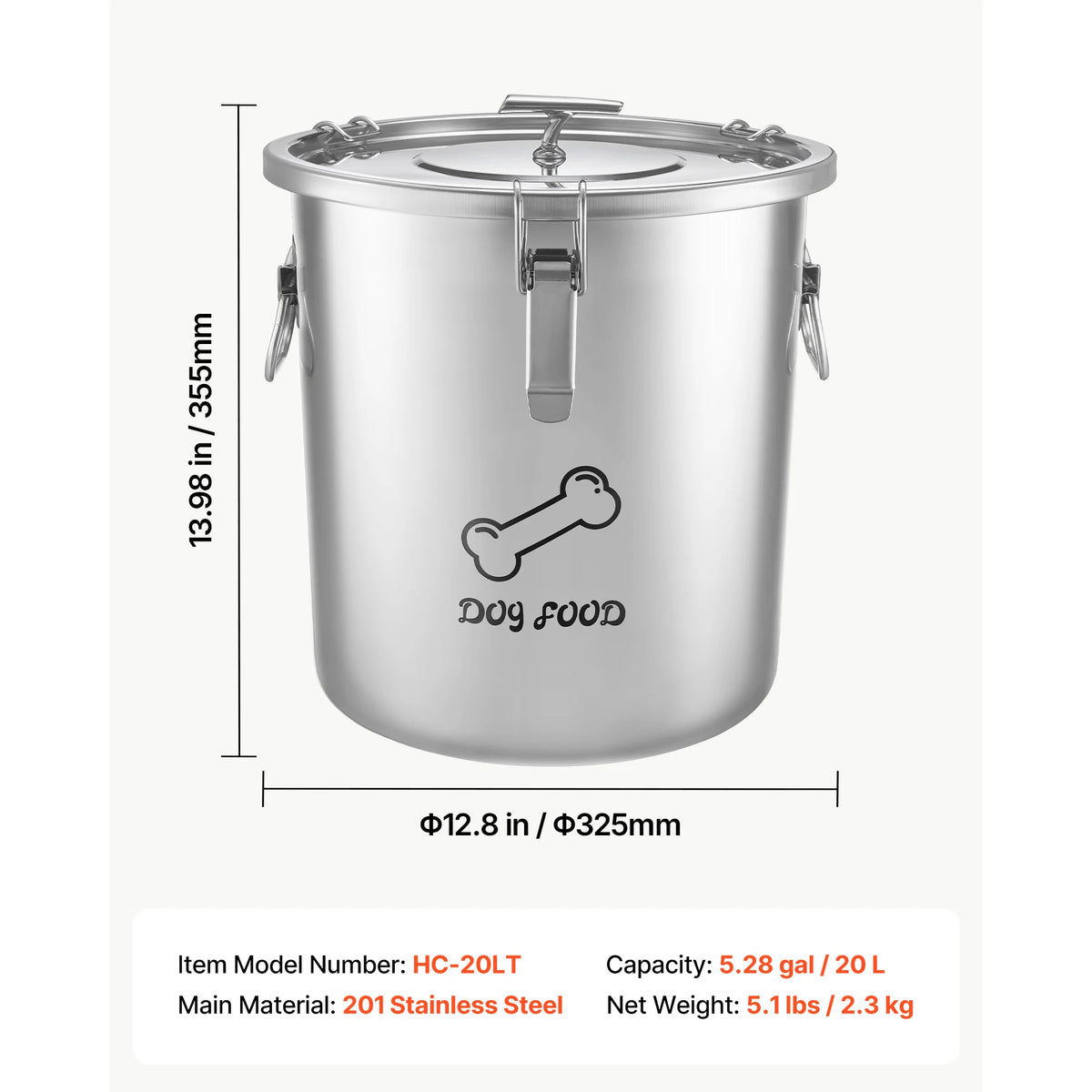 Stainless Steel Dog Food Storage Bin With Secure Airtight Lid