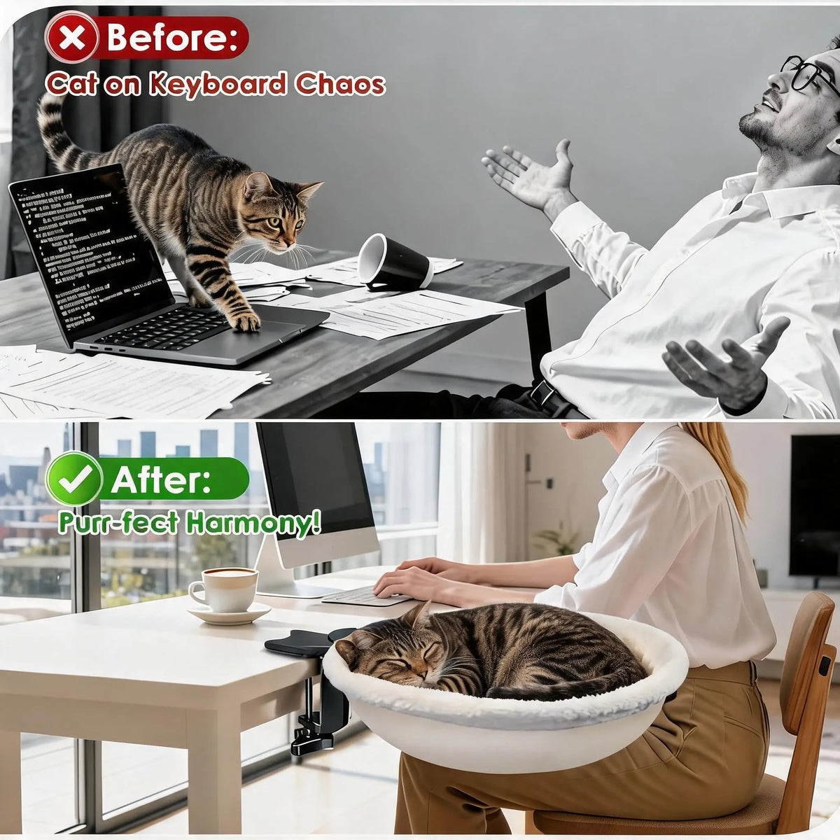 Gaomon Rotating Cat Table Bed Round Plush Faux Fur Lounger