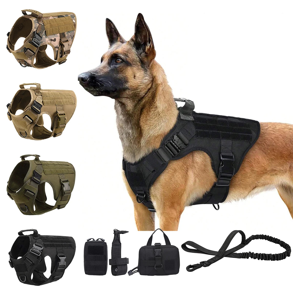 Petravel Tactical Dog Harness Padded Quick Release Molle Vest
