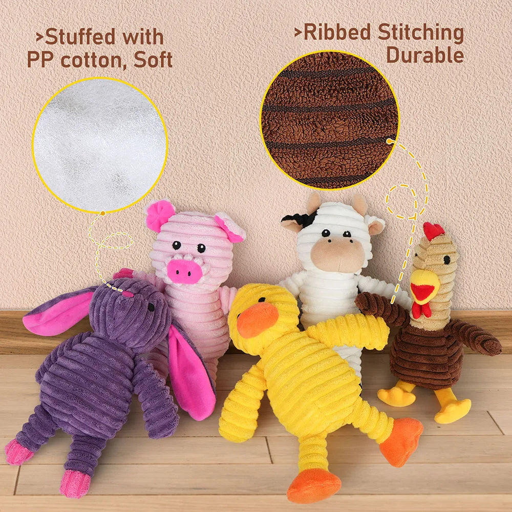 Assorted Plush Squeaky Dog Toys Animal Pet Chew Toy Bundle