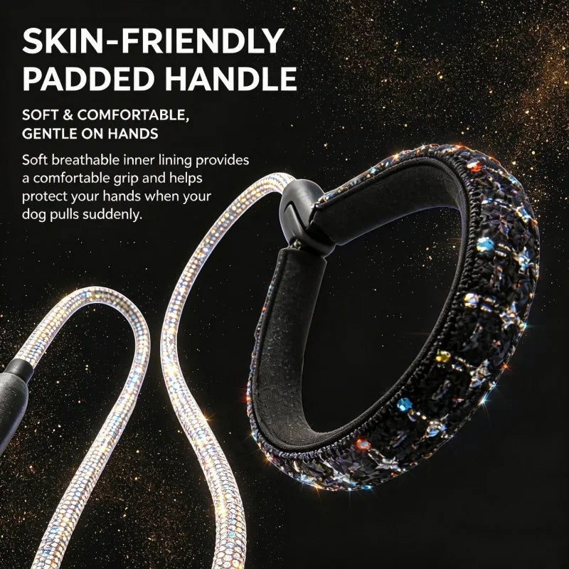 Jeweled Nylon Dog Leash With Comfortable Padded Handle