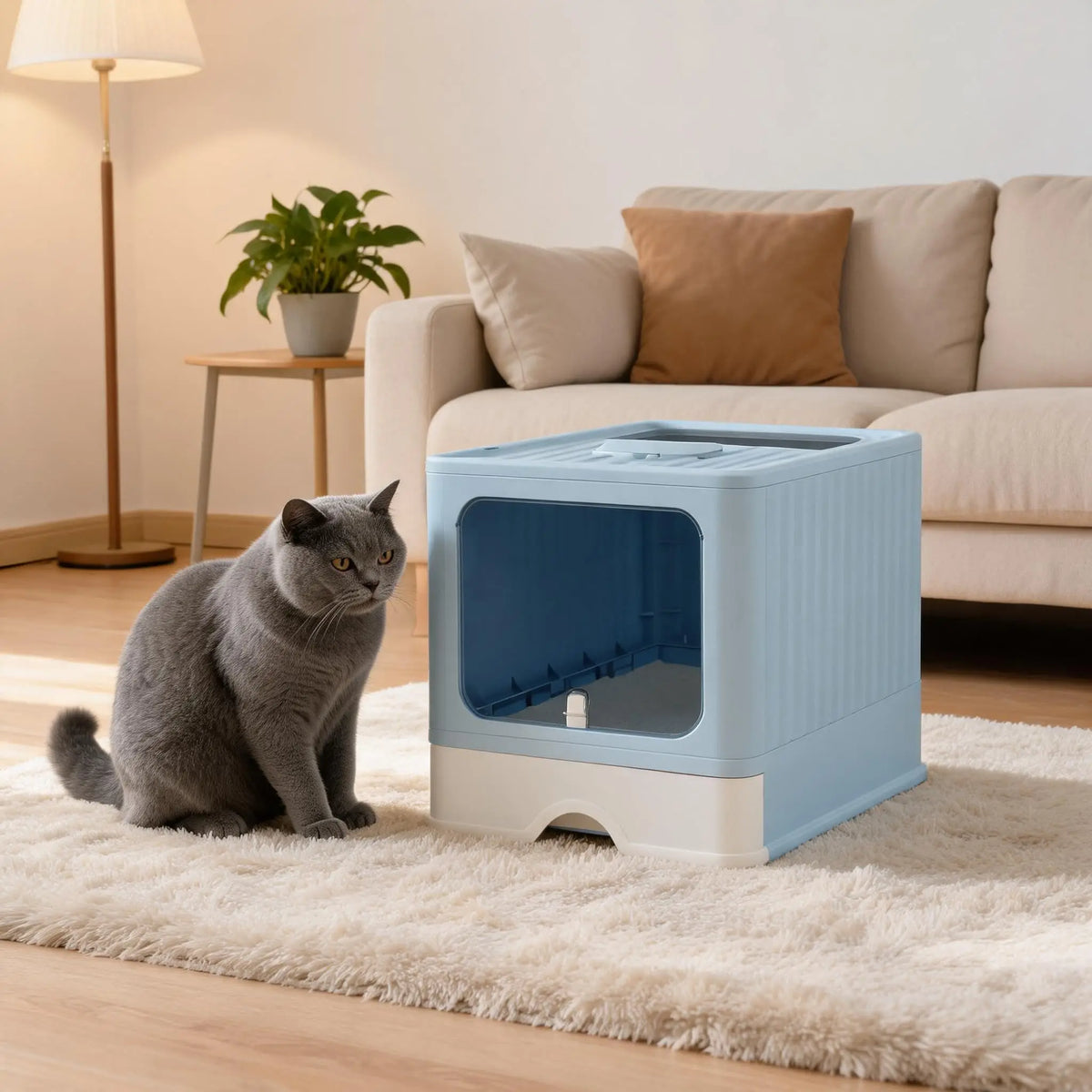 Gaomon Covered Cat Litter Box With Odor Control Slide Tray