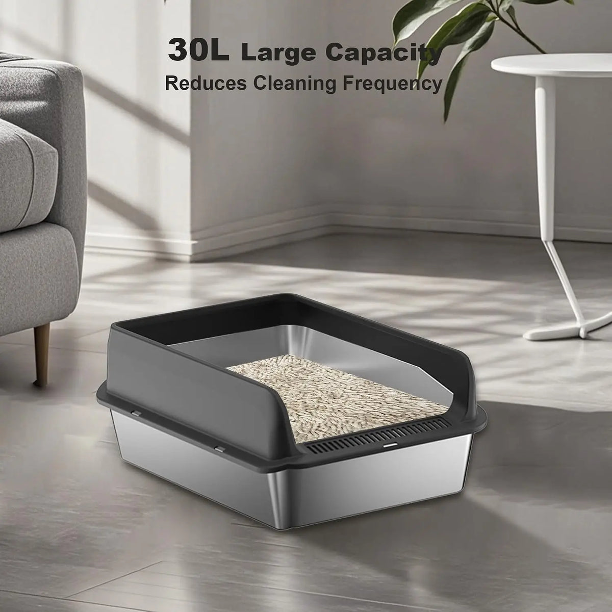 Garvee Stainless Steel Covered Cat Litter Box With Filter System