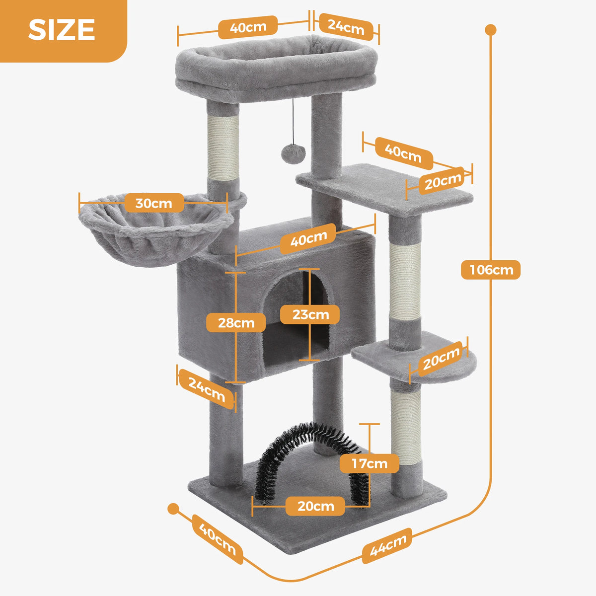 PAWZ Road Four Tier Cat Condo Featuring Hammock And Posts
