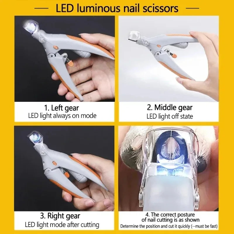LED Light Pet Nail Clipper Scissors For Cats And Dogs