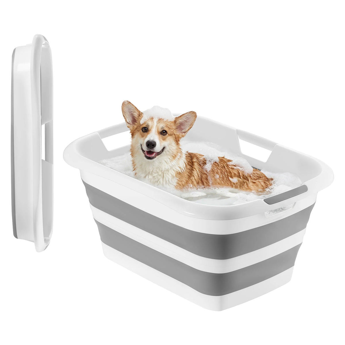 Collapsible Portable Dog Bathtub Space Saving Built In Drainage