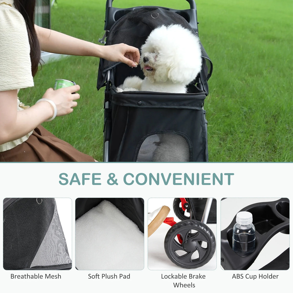 Dumos 3 Wheels Foldable Pet Stroller For Dogs And Cats