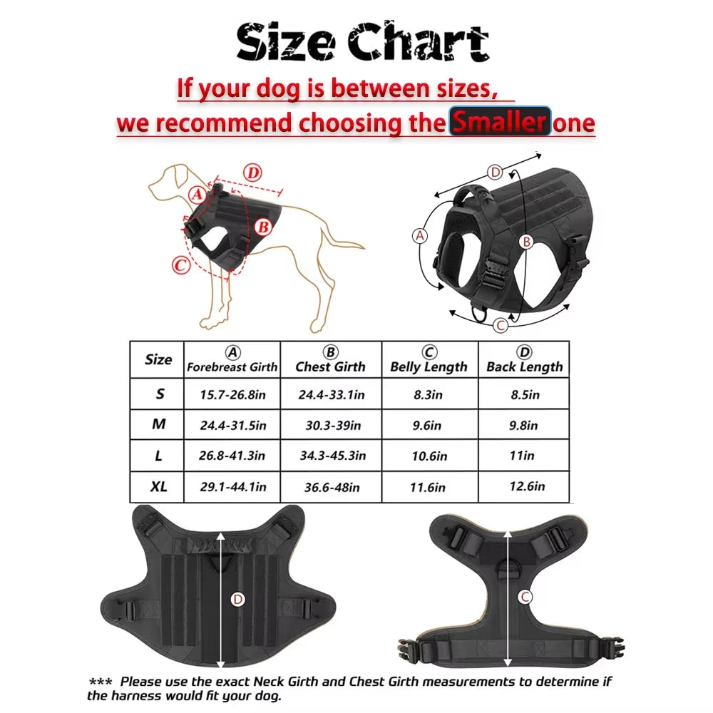 PetraVel Tactical Dog Harness Collar Leash Set For Pets