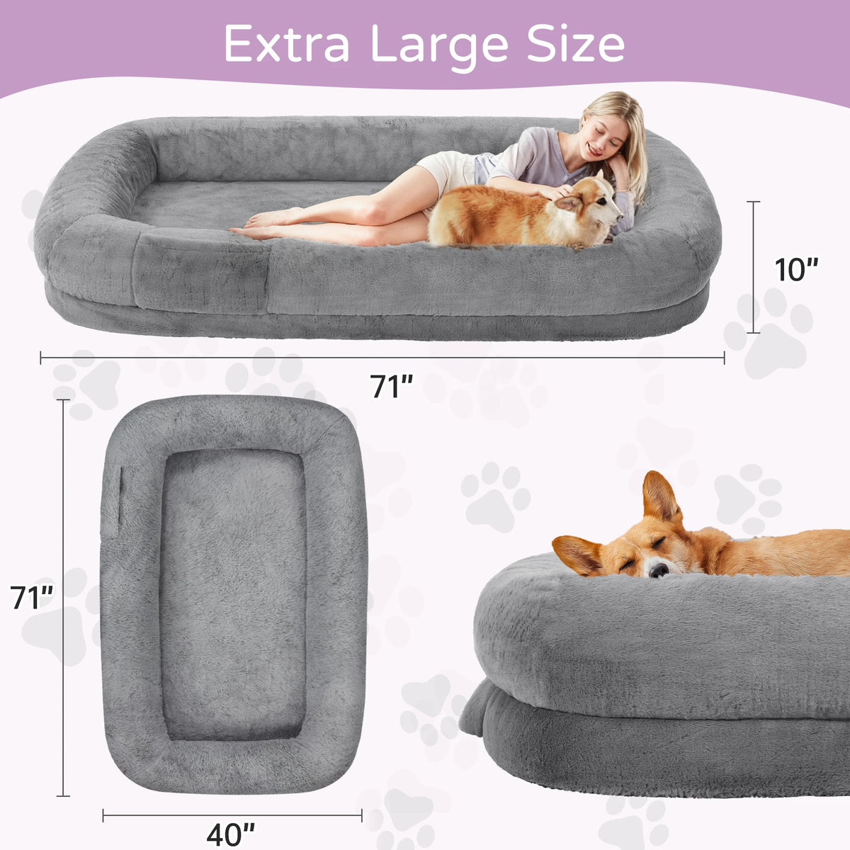 Orthopedic Faux Fur Pet Bed With Removable Cover For Adults