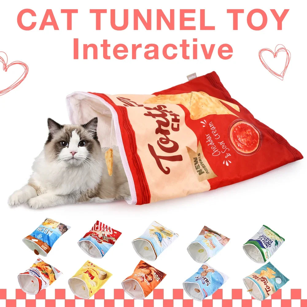 Collapsible Interactive Cat Tunnel Toy With Halloween Gourmet Patterns