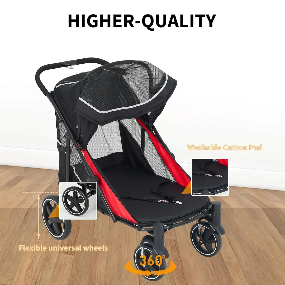 Garvee Heavy Duty Foldable Large Dog Stroller With Mesh Ventilation
