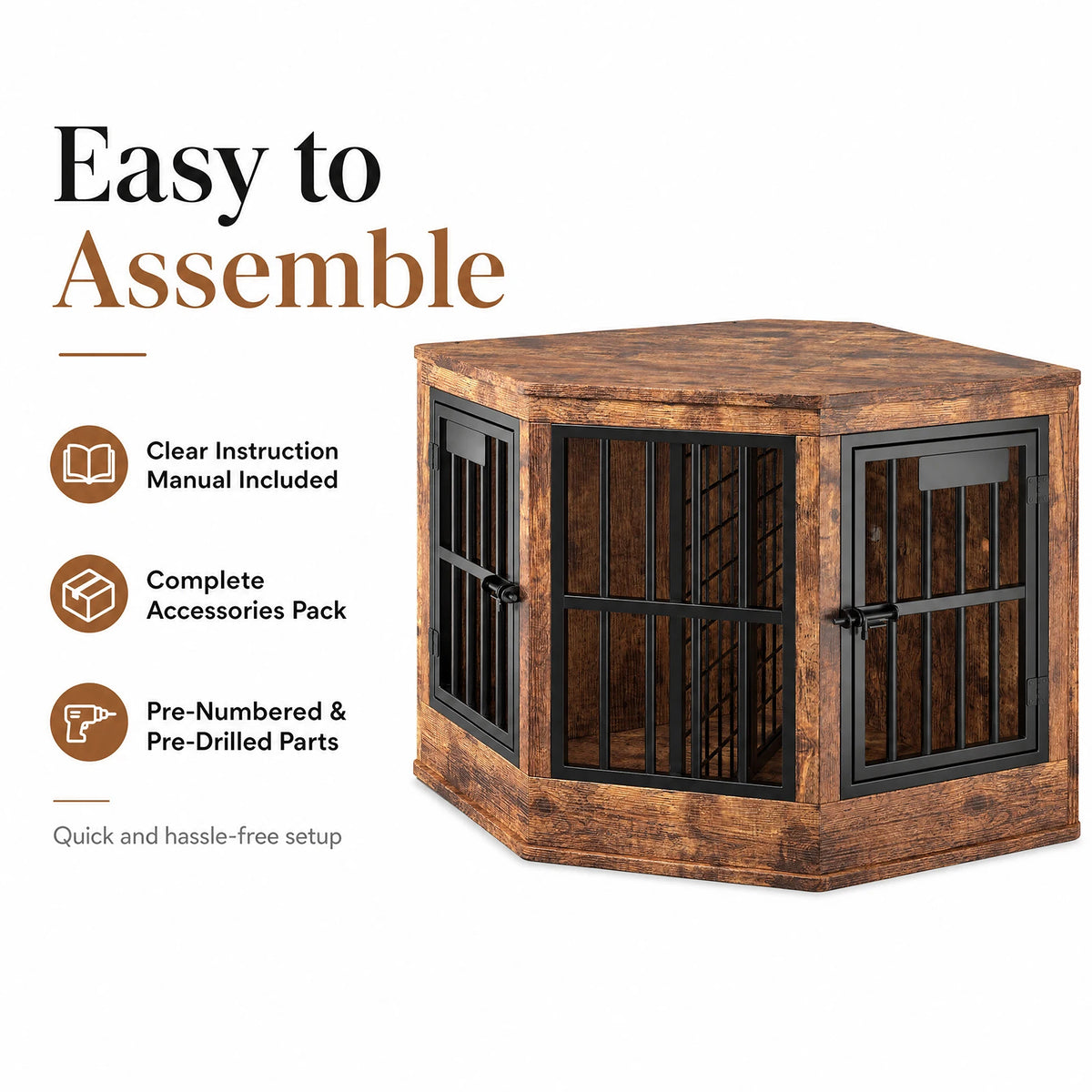 Modern Indoor Corner Dog Crate Furniture And Tv Stand