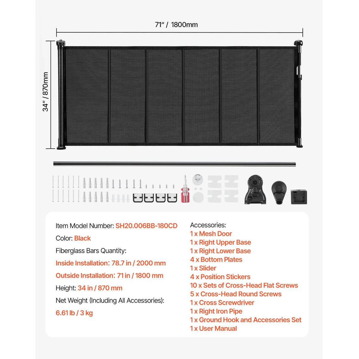 SucceBuy Retractable Baby and Pet Gate for Stairs and Doorways