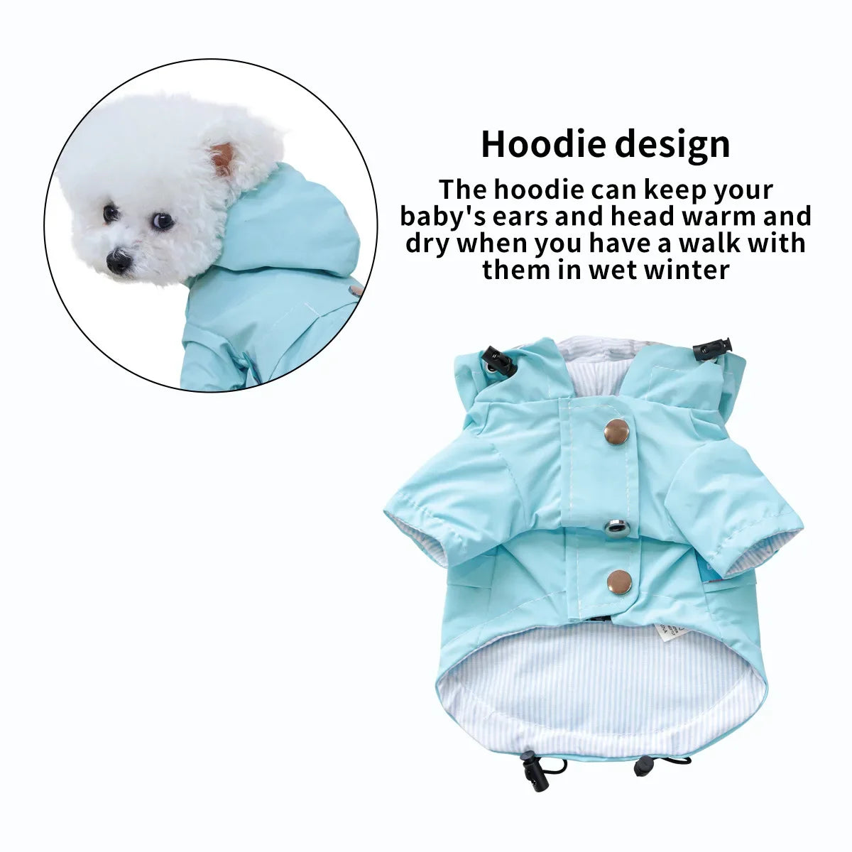 Waterproof Hooded Polyester Dog Raincoat Jacket For Pets