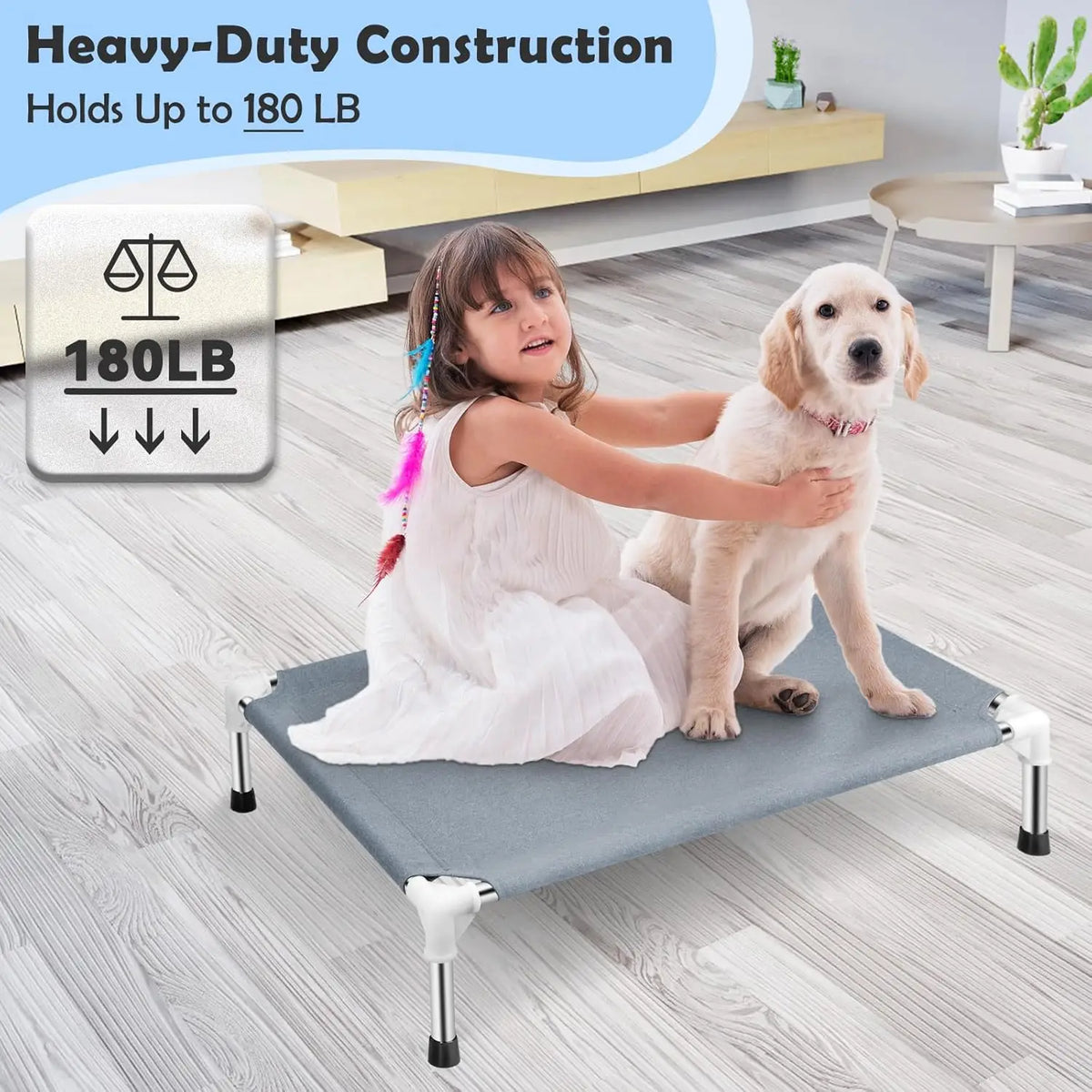 Elevated Breathable Pet Cot With Non Slip Frame Design