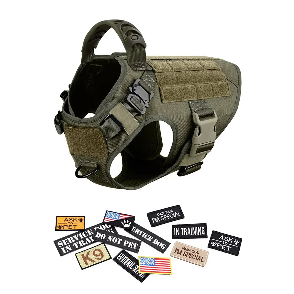 PetraVel Tactical Dog Harness Collar Leash Set For Pets