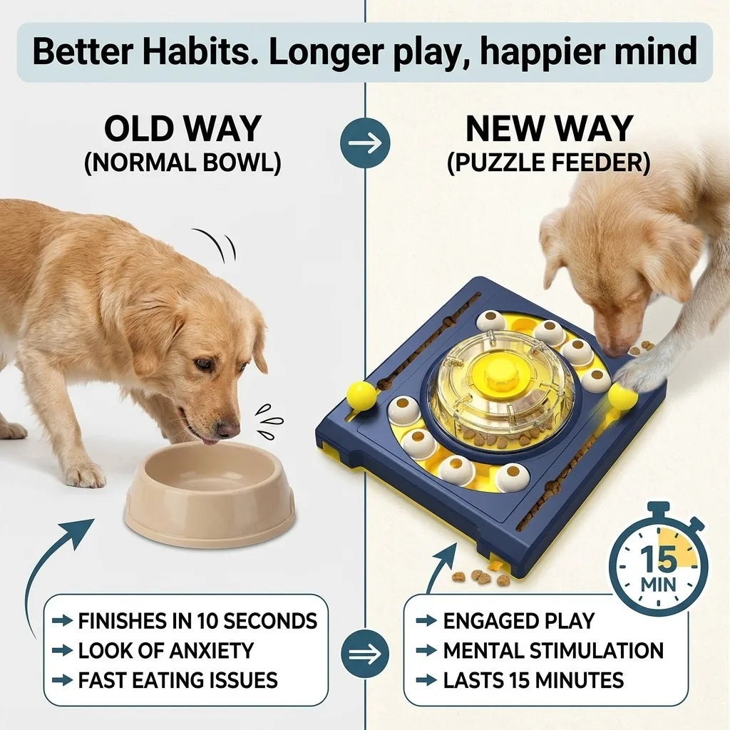Interactive Dog Puzzle Turntable Treat Dispenser For Mental Stimulation