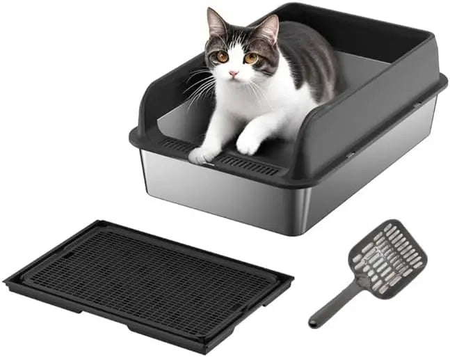 Garvee Stainless Steel Covered Cat Litter Box With Filter System